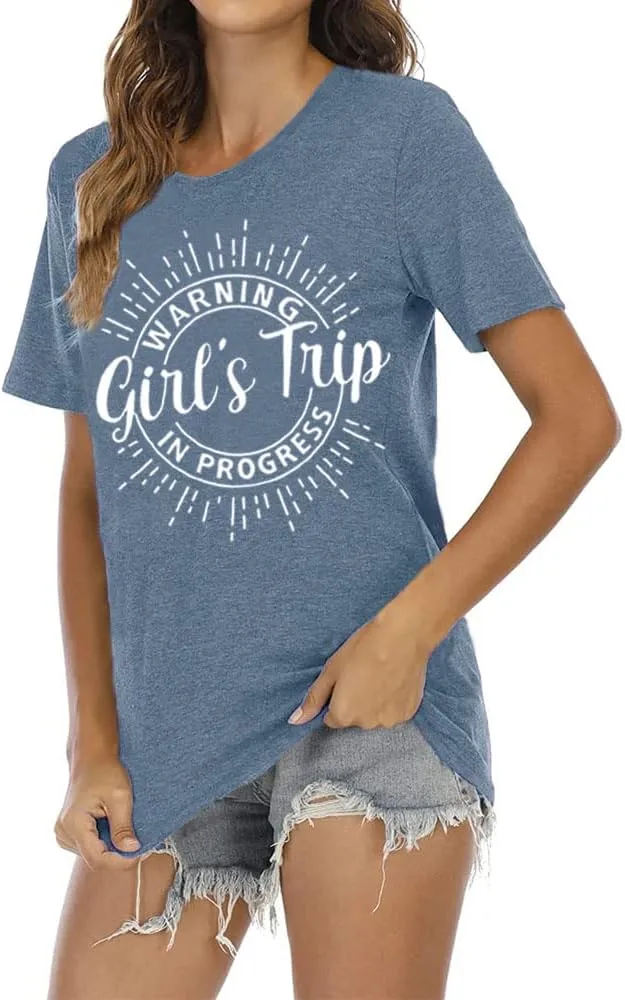 Women Vacation Tank Tops Summer Warning Girls Trip in Progress Shirts Letter Printed Graphic Sleeveless Tee