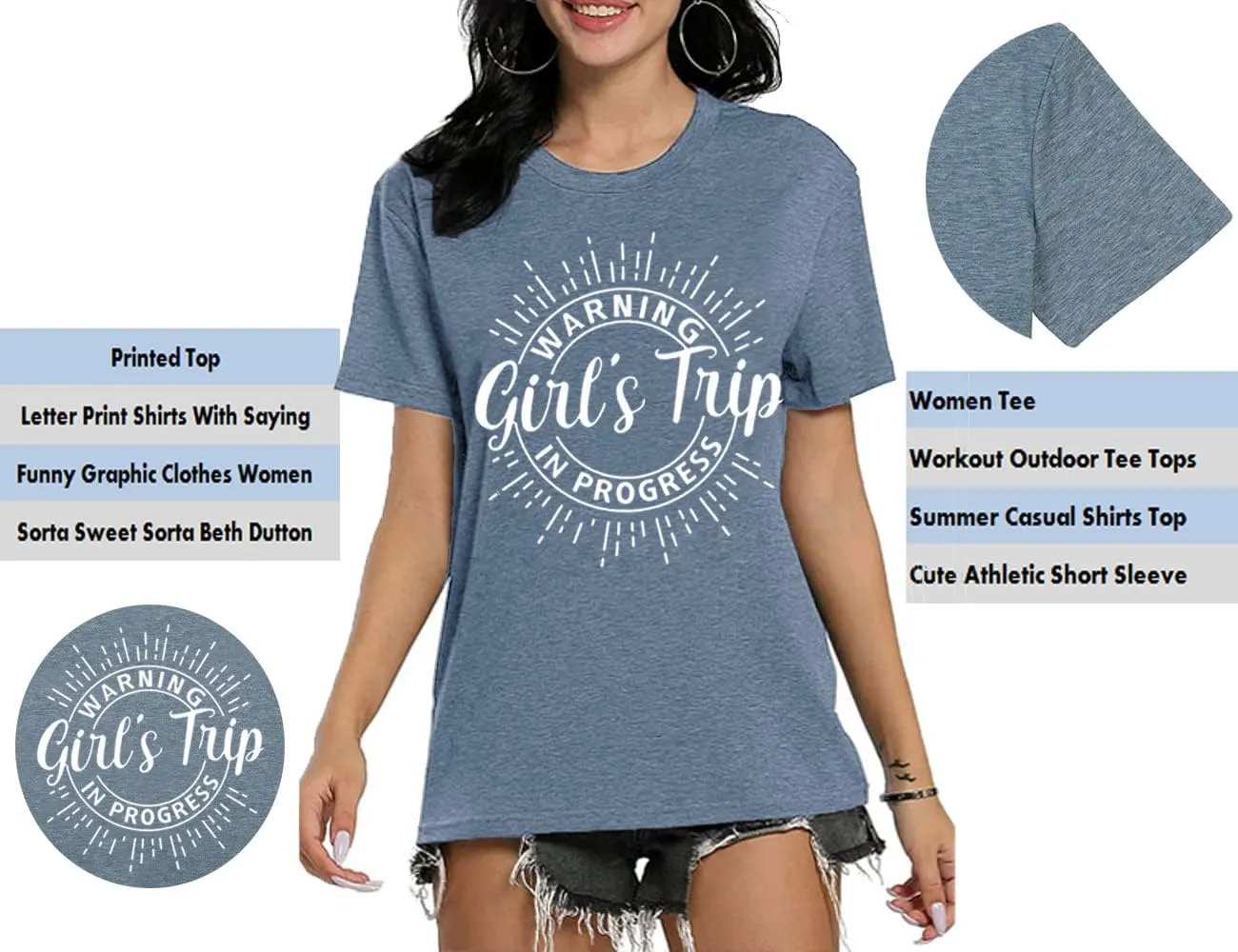 Women Vacation Tank Tops Summer Warning Girls Trip in Progress Shirts Letter Printed Graphic Sleeveless Tee