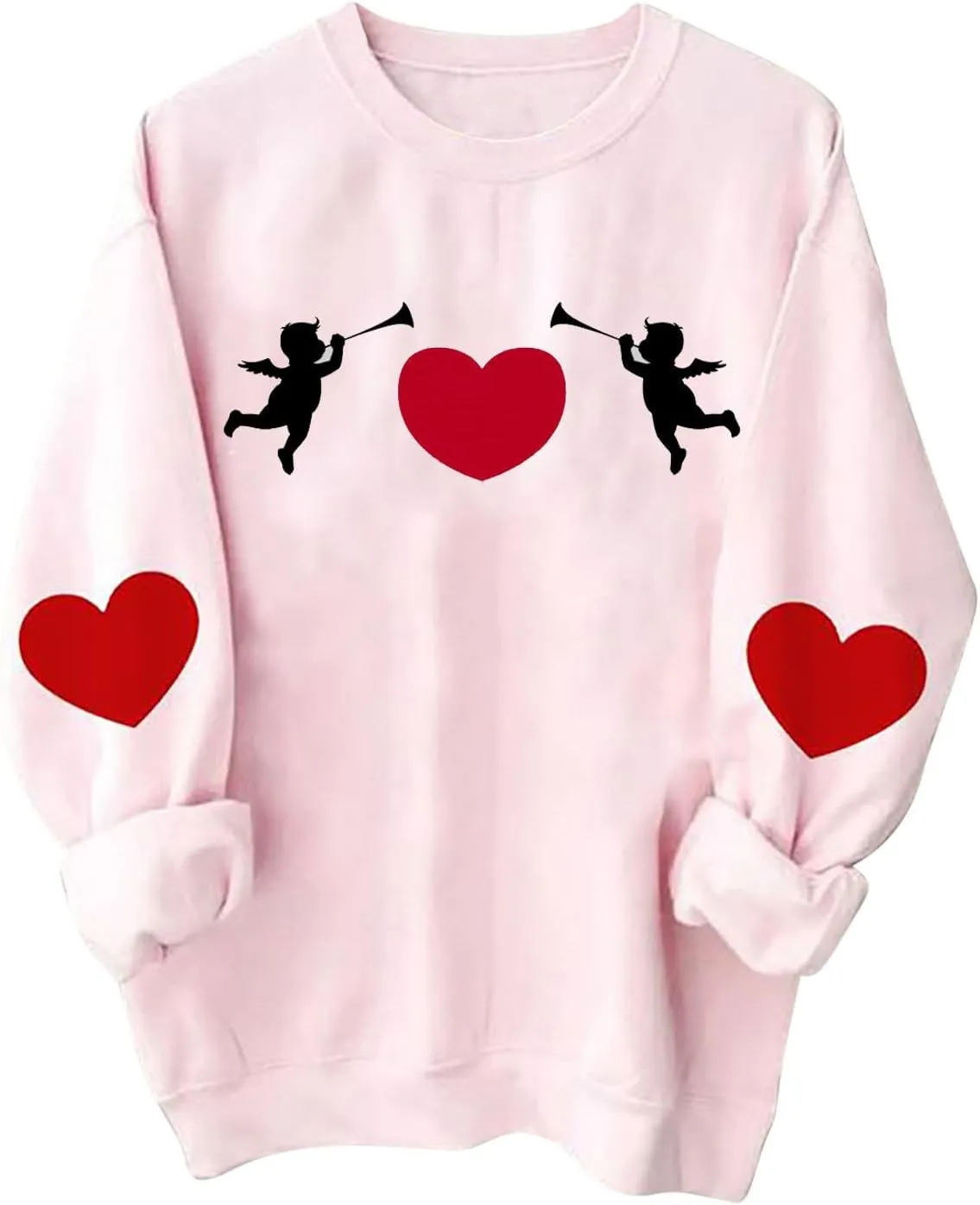 Women Valentine's Day Sweatshirts 2024 Long Sleeve Crewneck Pullover Tops Hand Heart Gesture Graphic Tees Blouses