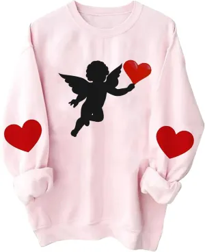 Women Valentine's Day Sweatshirts 2024 Long Sleeve Crewneck Pullover Tops Hand Heart Gesture Graphic Tees Blouses