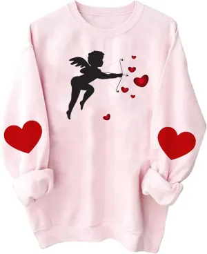 Women Valentine's Day Sweatshirts 2024 Long Sleeve Crewneck Pullover Tops Hand Heart Gesture Graphic Tees Blouses