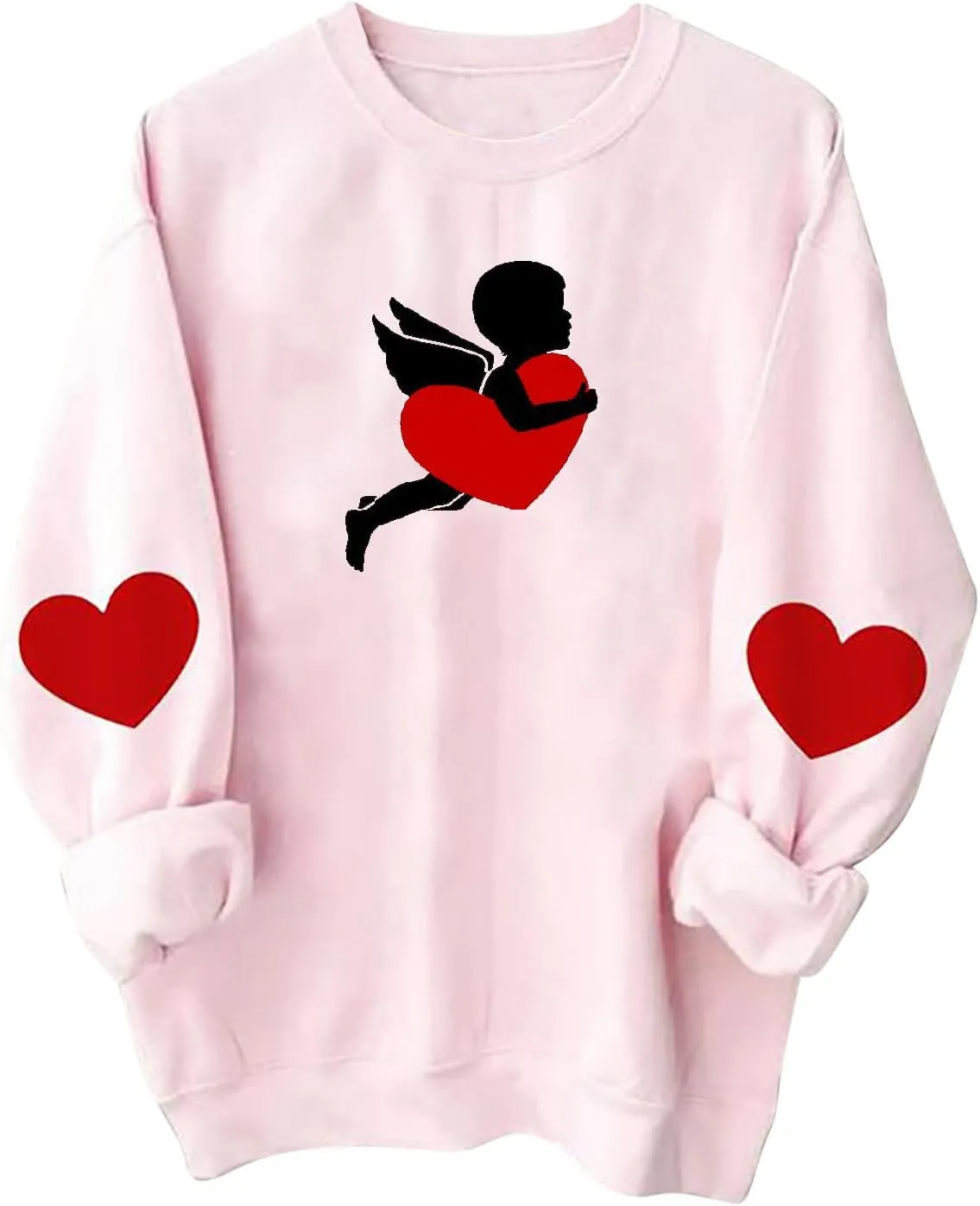 Women Valentine's Day Sweatshirts 2024 Long Sleeve Crewneck Pullover Tops Hand Heart Gesture Graphic Tees Blouses