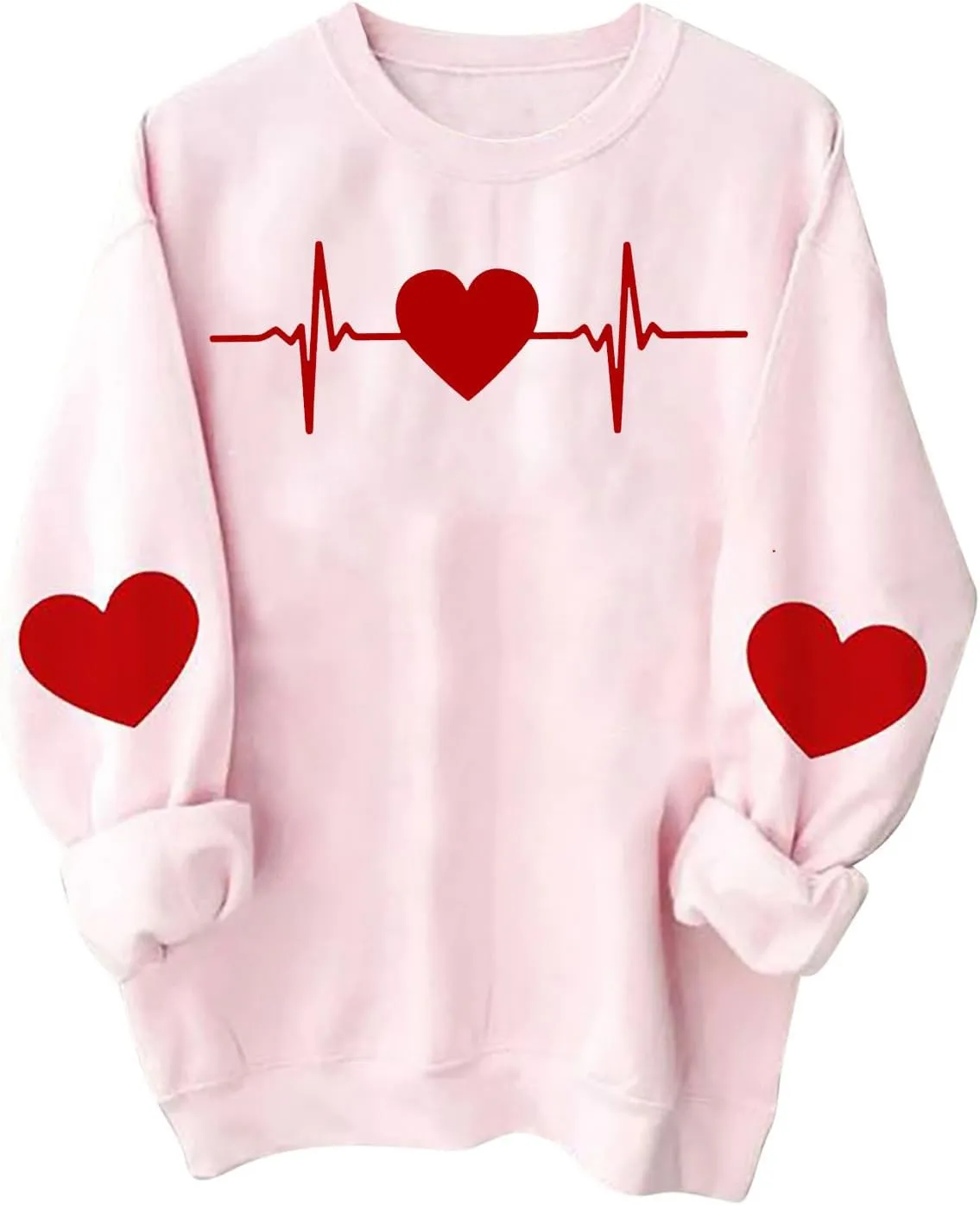 Women Valentine's Day Sweatshirts 2024 Long Sleeve Crewneck Pullover Tops Hand Heart Gesture Graphic Tees Blouses