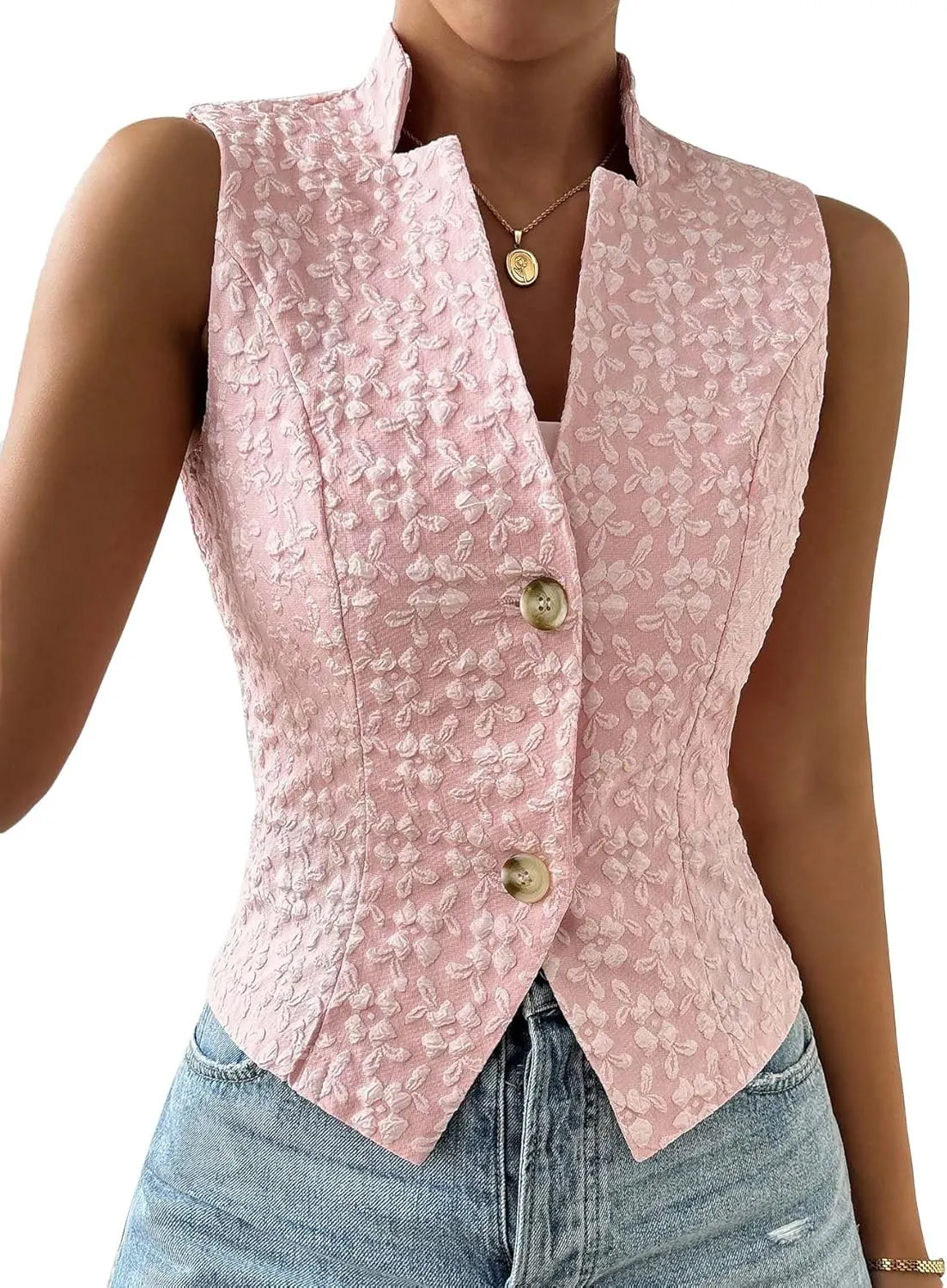 Women's 2025 Summer Sleeveless Vest Blazer Lightweight Casual Fully-Lined Slim Work Fashion Petite Elegant Tops