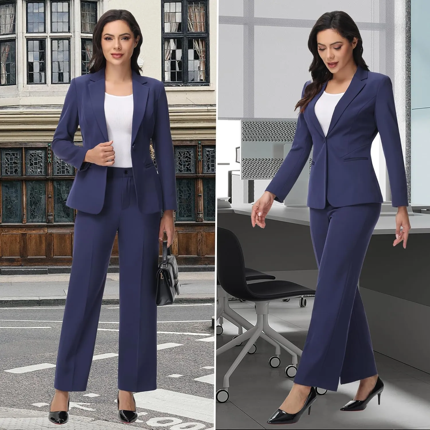Women's Business Suits for Work Professional 2 Piece Slim Fit Outfits for Women