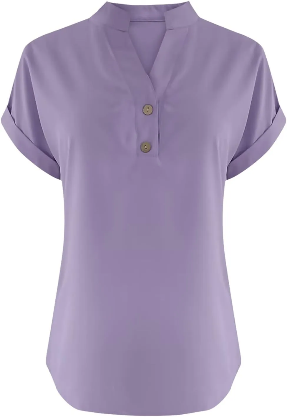 Womens Button Down Linen Shirts Short Sleeve V Neck Dressy Casual Business Work Blouses Loose Fit Summer Tunic Tops