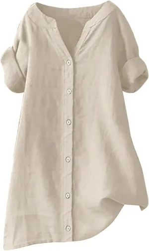 Womens Button Down Shirt Linen Button Up Shirts Sleeve Collar Casual Women's Shirt Women's Shirt White Shirt Women