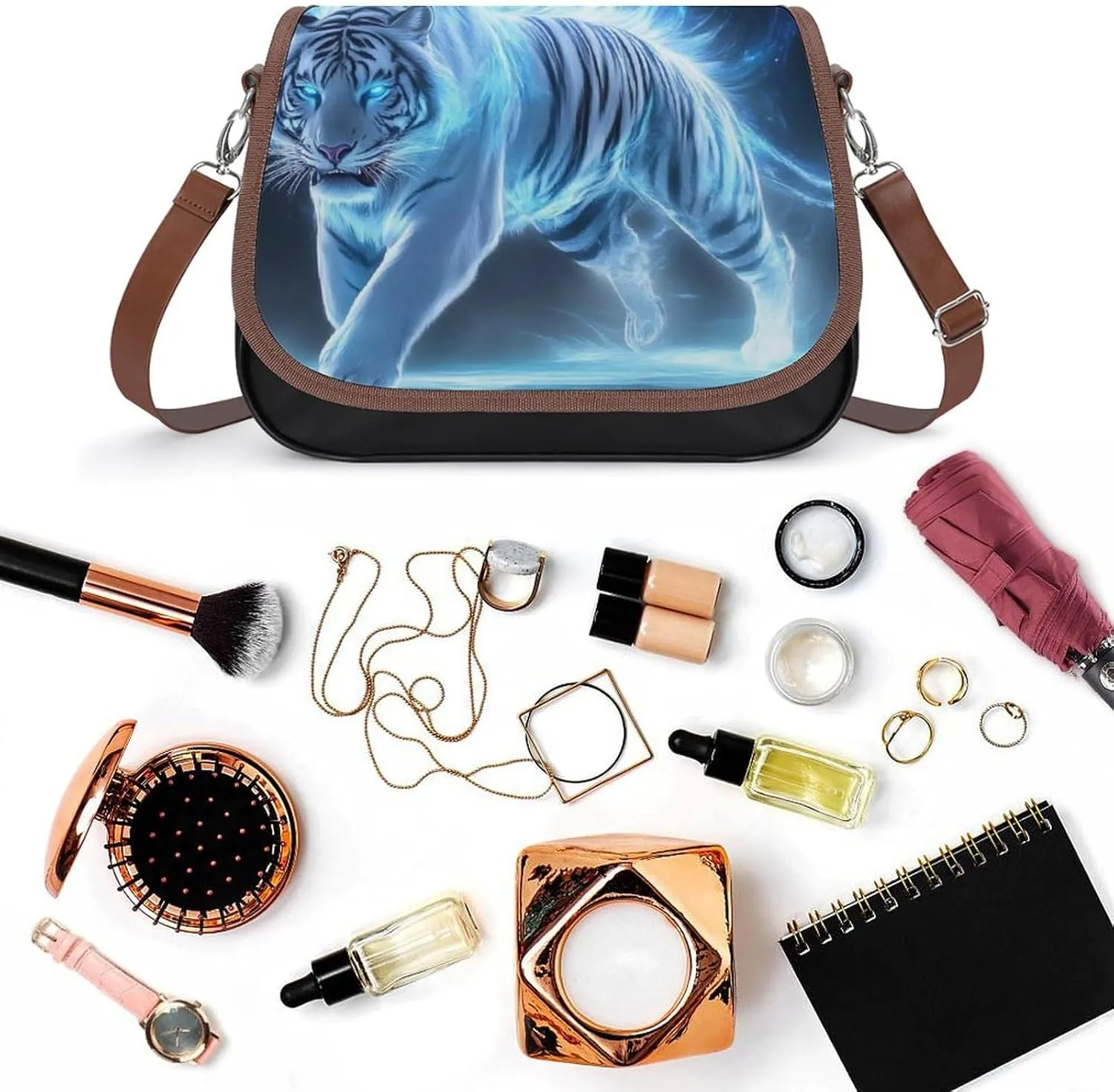 Women's Casual Crossbody Bag, Waterproof Leather Shoulder Purse Handbags for Work Travel