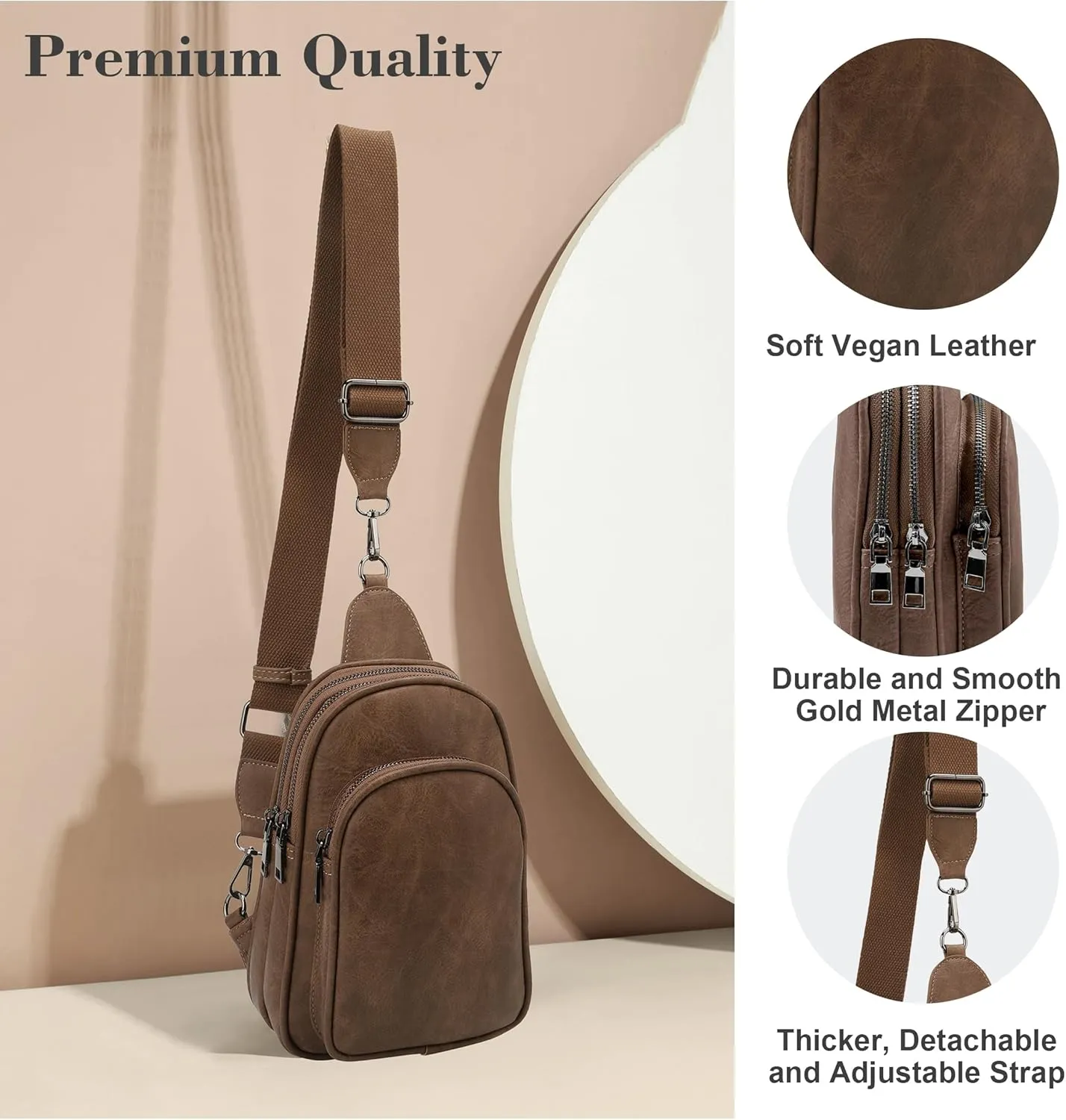 Womens Crossbody Purse Sling Bag for Women Vegan Leather Crossbody Fanny Packs for Travel Cell Phone Purse Chest Bag Trendy