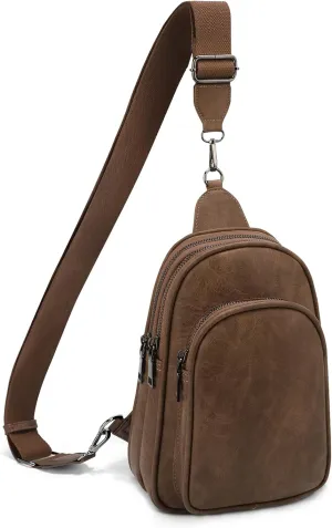 Womens Crossbody Purse Sling Bag for Women Vegan Leather Crossbody Fanny Packs for Travel Cell Phone Purse Chest Bag Trendy