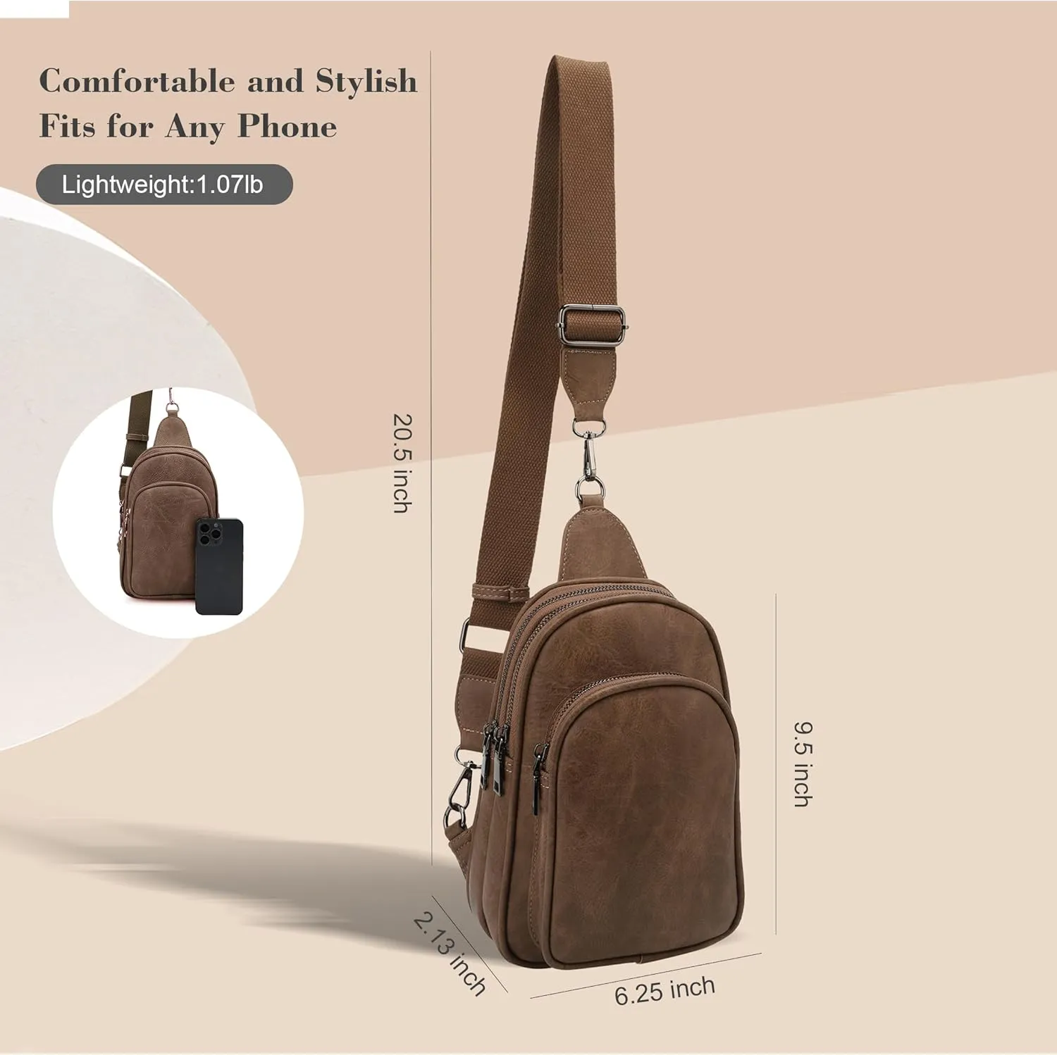 Womens Crossbody Purse Sling Bag for Women Vegan Leather Crossbody Fanny Packs for Travel Cell Phone Purse Chest Bag Trendy