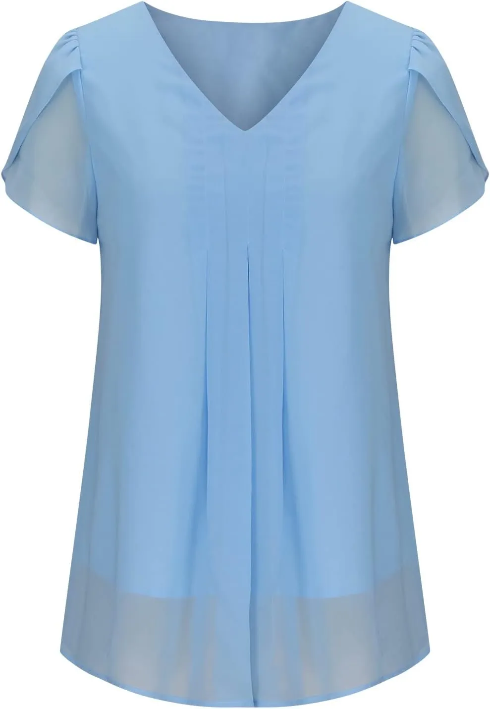 Womens Dressy Casual Tops Short Sleeve Shirts Layered Chiffon Blouse Summer Flowy Tunic TopsTuniques Pour Femme
