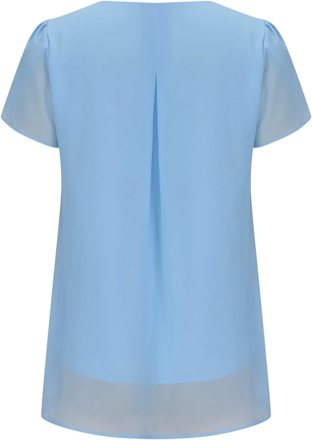 Womens Dressy Casual Tops Short Sleeve Shirts Layered Chiffon Blouse Summer Flowy Tunic TopsTuniques Pour Femme