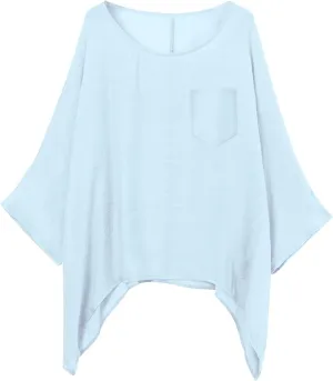Womens Plus Size Cotton Linen Shirts Elegant 3/4 Sleeve Round Neck Summer Cape Blouses Casual Loose Fit Tunic Tops