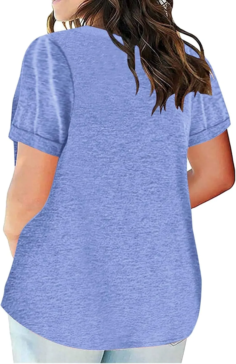 Women's Plus Size Summer Tops Short Sleeve Casual Shirt Vacation Basic Tees Loose Fit V Neck T Shirts Dressy Blouses