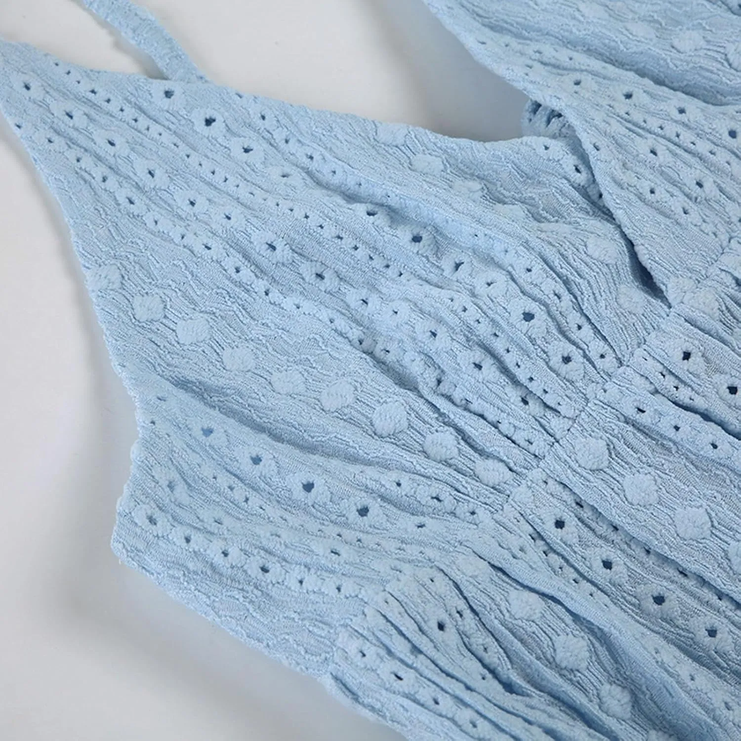 Women's Plus Size V Neck Eyelet Cami Peplum Top Spaghetti Strap Ruffle Boho Tank Top Eyelet Embroidery Loose Fit Flowy Tops
