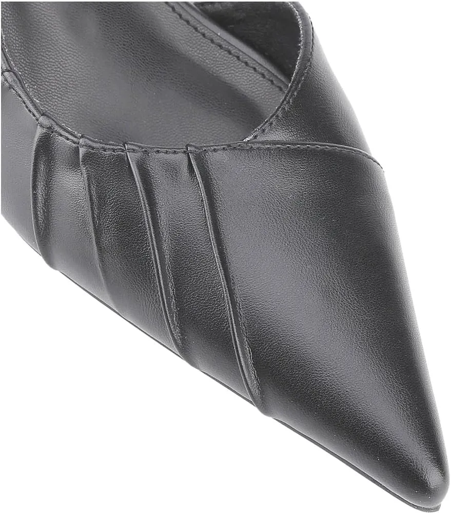 Women's Ruched Pointed Toe Slingback Pump Heels Pleated Kitten Heel Low Vamp Slingback Stiletto Heels Dress Shoes Summer Elegant Basics Business Casual Business Chic Spring Shoes Spring Break Easter