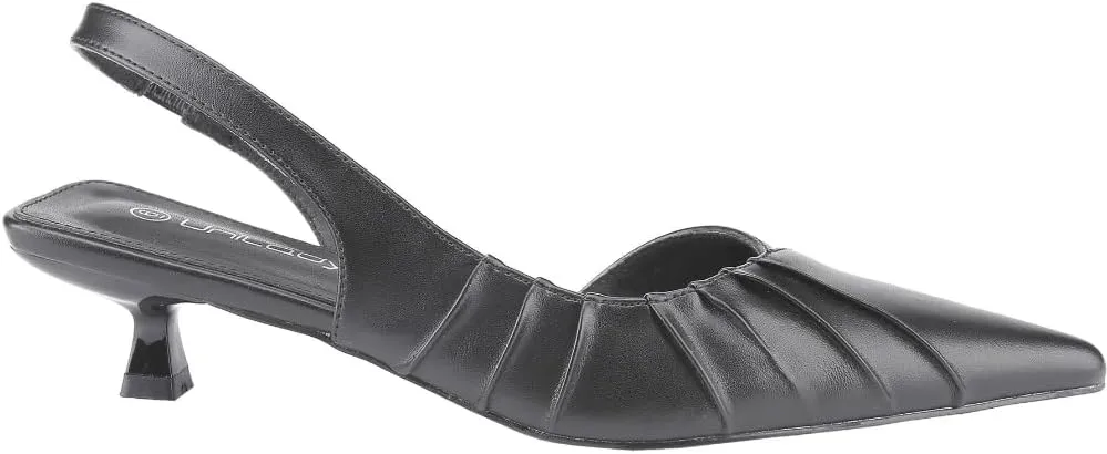 Women's Ruched Pointed Toe Slingback Pump Heels Pleated Kitten Heel Low Vamp Slingback Stiletto Heels Dress Shoes Summer Elegant Basics Business Casual Business Chic Spring Shoes Spring Break Easter