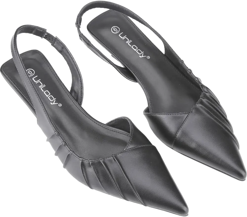 Women's Ruched Pointed Toe Slingback Pump Heels Pleated Kitten Heel Low Vamp Slingback Stiletto Heels Dress Shoes Summer Elegant Basics Business Casual Business Chic Spring Shoes Spring Break Easter