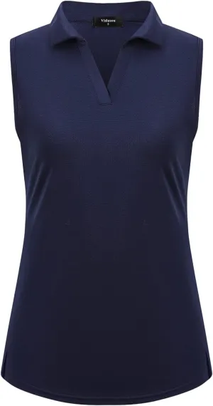 Womens Sleeveless Golf Polo Shirts Lightweight Tennis Sport Tops