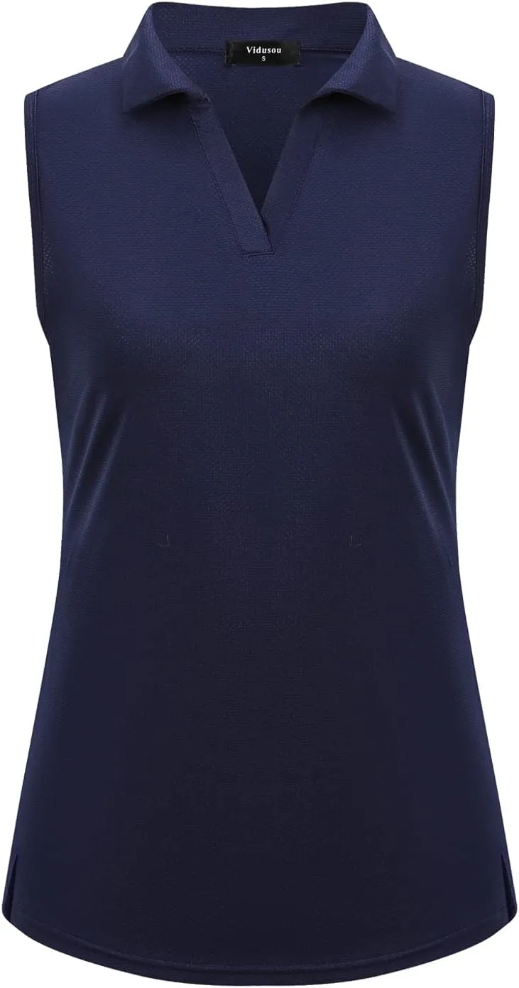 Womens Sleeveless Golf Polo Shirts Lightweight Tennis Sport Tops