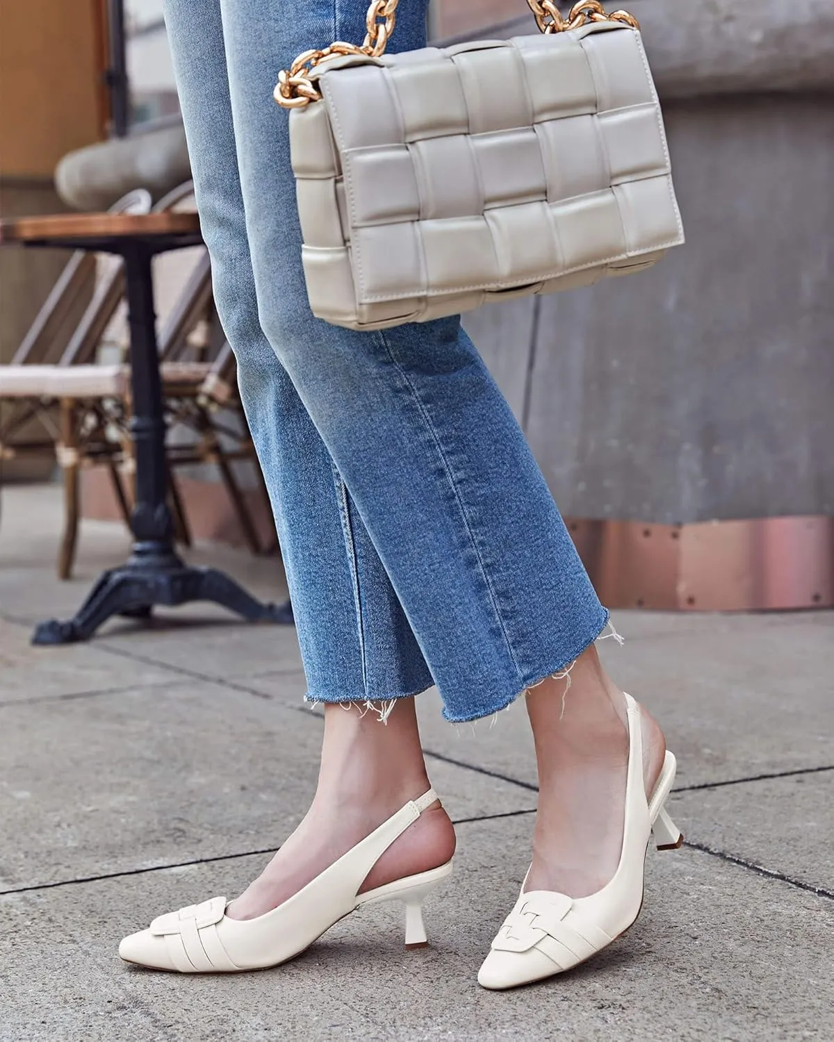 Womens Sling Back Kitten Heels Low Dress Shoes Slingback Pumps Pointed Closed Toe Comfortable Party Office Sandals