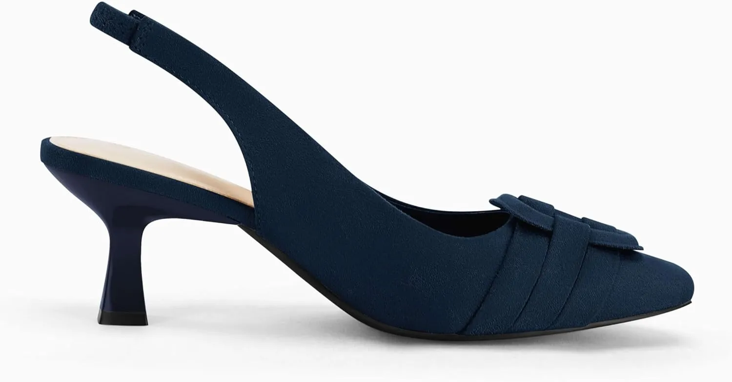 Womens Sling Back Kitten Heels Low Dress Shoes Slingback Pumps Pointed Closed Toe Comfortable Party Office Sandals