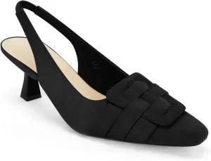 Womens Sling Back Kitten Heels Low Dress Shoes Slingback Pumps Pointed Closed Toe Comfortable Party Office Sandals