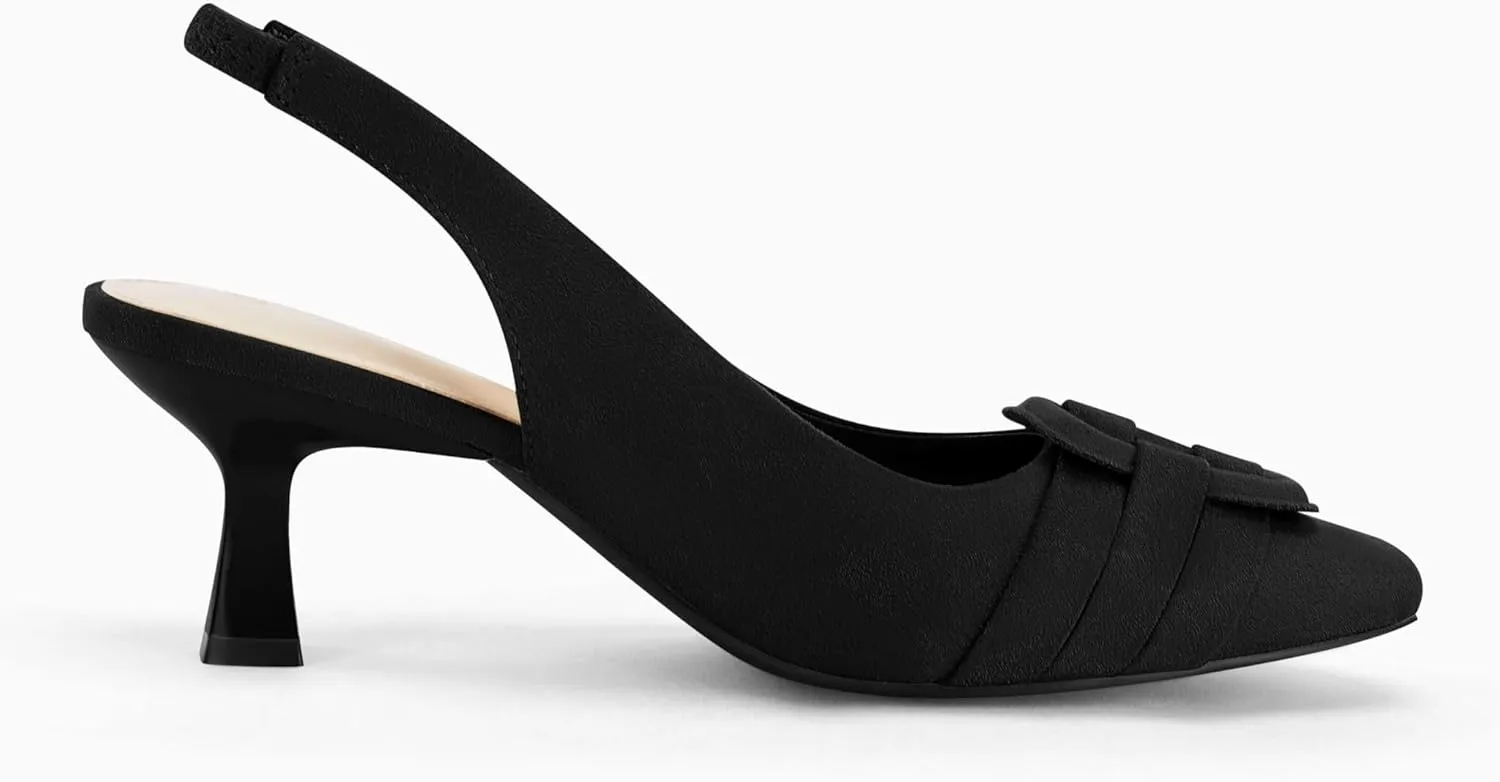 Womens Sling Back Kitten Heels Low Dress Shoes Slingback Pumps Pointed Closed Toe Comfortable Party Office Sandals