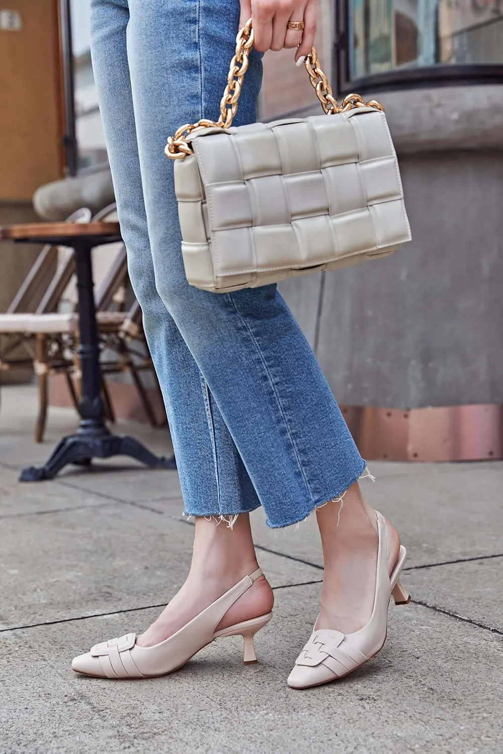 Womens Sling Back Kitten Heels Low Dress Shoes Slingback Pumps Pointed Closed Toe Comfortable Party Office Sandals