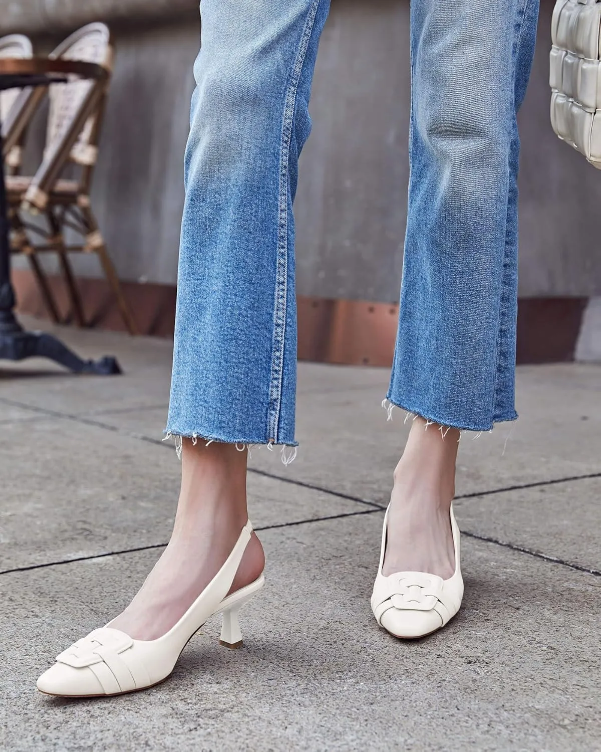 Womens Sling Back Kitten Heels Low Dress Shoes Slingback Pumps Pointed Closed Toe Comfortable Party Office Sandals