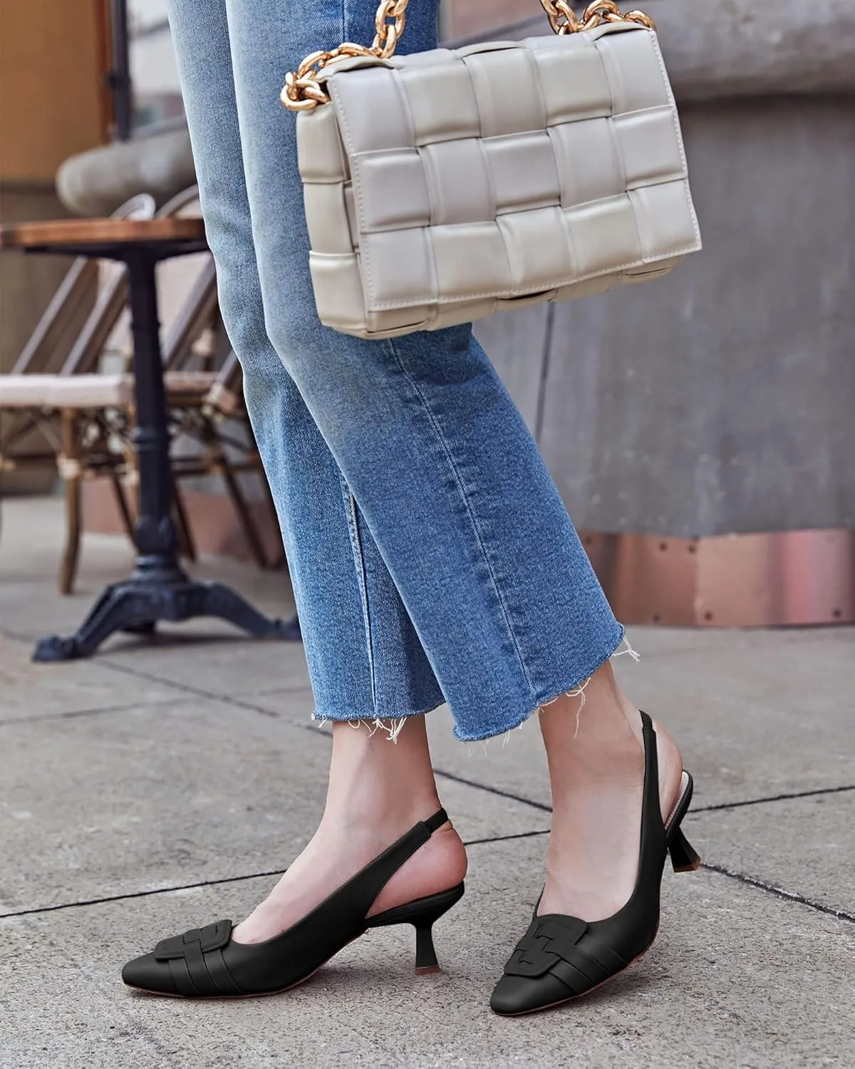 Womens Sling Back Kitten Heels Low Dress Shoes Slingback Pumps Pointed Closed Toe Comfortable Party Office Sandals