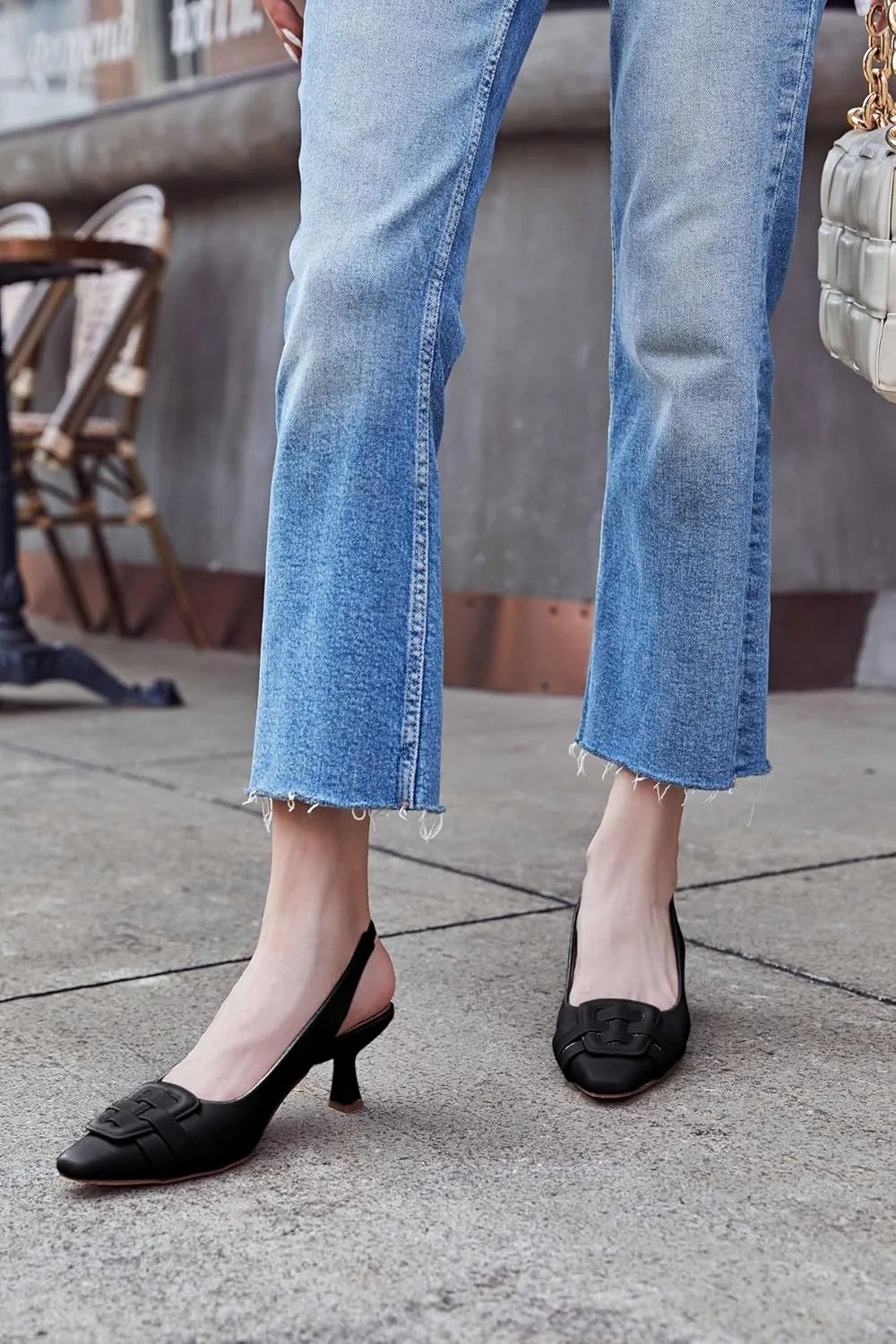 Womens Sling Back Kitten Heels Low Dress Shoes Slingback Pumps Pointed Closed Toe Comfortable Party Office Sandals