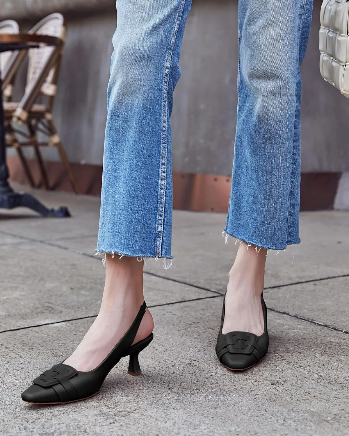 Womens Sling Back Kitten Heels Low Dress Shoes Slingback Pumps Pointed Closed Toe Comfortable Party Office Sandals