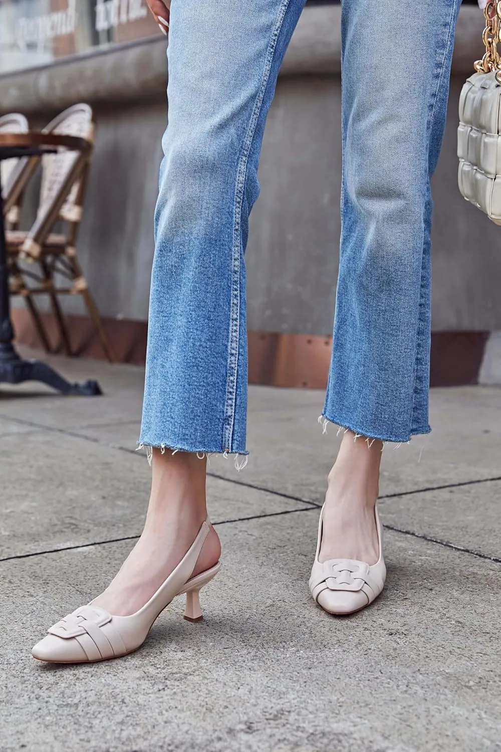 Womens Sling Back Kitten Heels Low Dress Shoes Slingback Pumps Pointed Closed Toe Comfortable Party Office Sandals