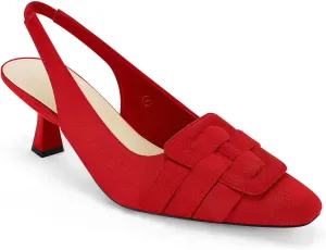 Womens Sling Back Kitten Heels Low Dress Shoes Slingback Pumps Pointed Closed Toe Comfortable Party Office Sandals