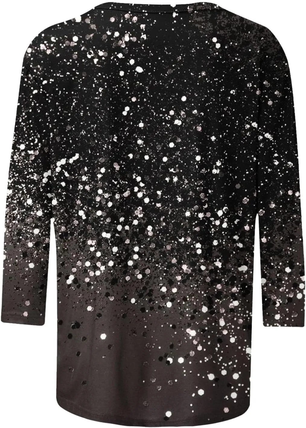 Womens Sparkly Tops and Blouses 3/4 Sleeve Loose Fit Sequin Shirts Casual Crewneck Tees Trendy Outfits Clothing 2024