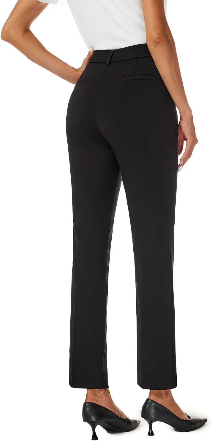 Women's Straight Leg Dress Work Ankle Pants Business Office Casual Slacks with Pockets