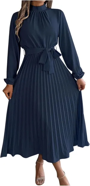 Womens Stylish Ruched Bodycon Mini Dress Pleated Tummy Control Long Sleeve Dresses Solid Tiered Flowy Party Dress