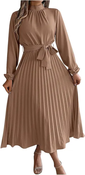 Womens Stylish Ruched Bodycon Mini Dress Pleated Tummy Control Long Sleeve Dresses Solid Tiered Flowy Party Dress