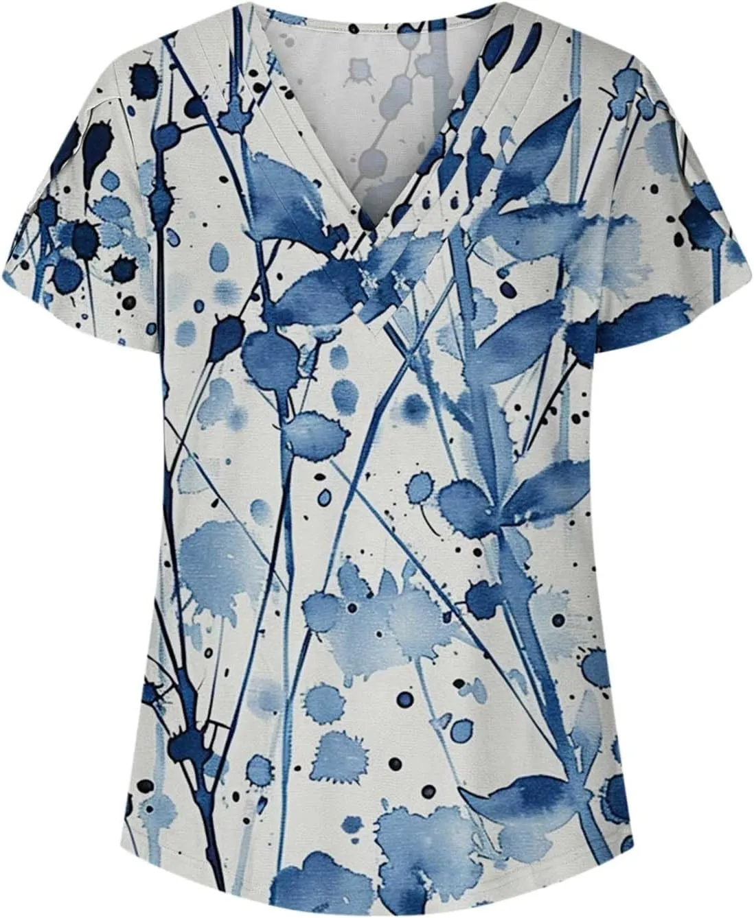 Women's Summer Casual V-Neck Short Sleeved Shirts T-Shirt Floral Printed Tops Basic Tee Tops Loose Tunics Blouse