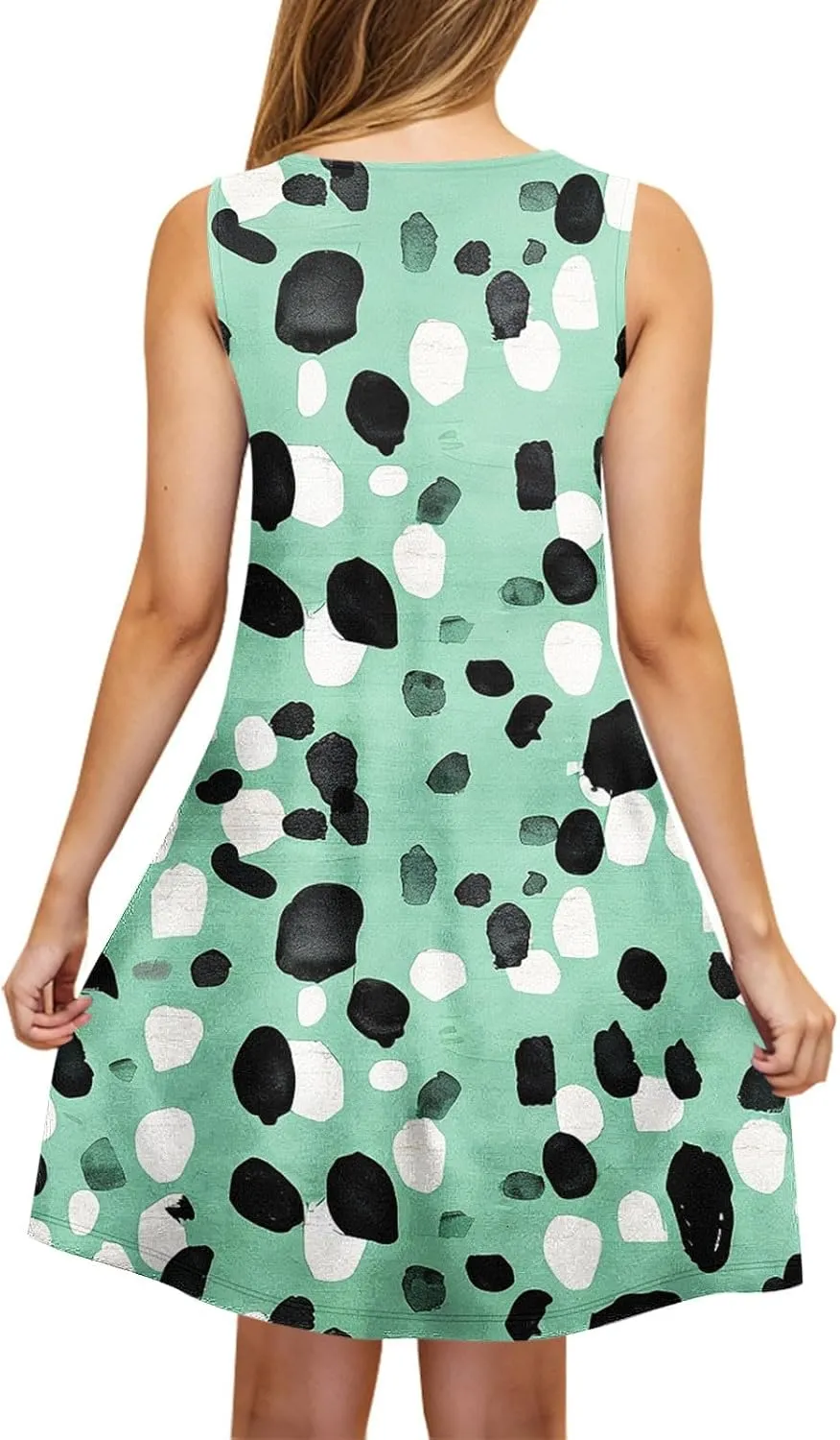 Womens Summer Dresses 2025 Trendy Crewneck Sleeveless Midi Dresses Casual Printed Vacation Boho Floral Dresses