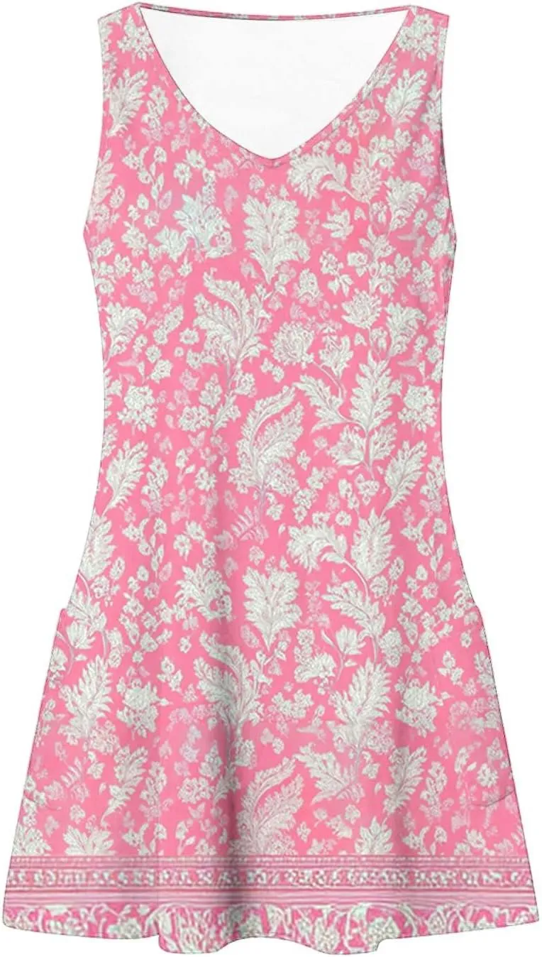 Womens Summer Dresses Strap Sleeveless Casual Sundress Floral Vintage Printed Maxi Dresses Beach Vacation Clothes