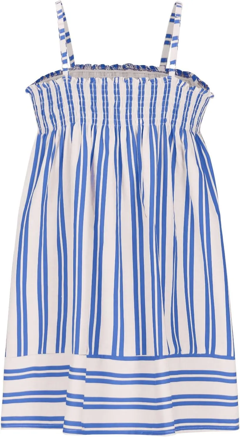 Womens Summer Tops Sleeveless Peplum Y2K Tops Spaghetti Straps Tank Tops with Pocket Striped Babydoll Tops for Women