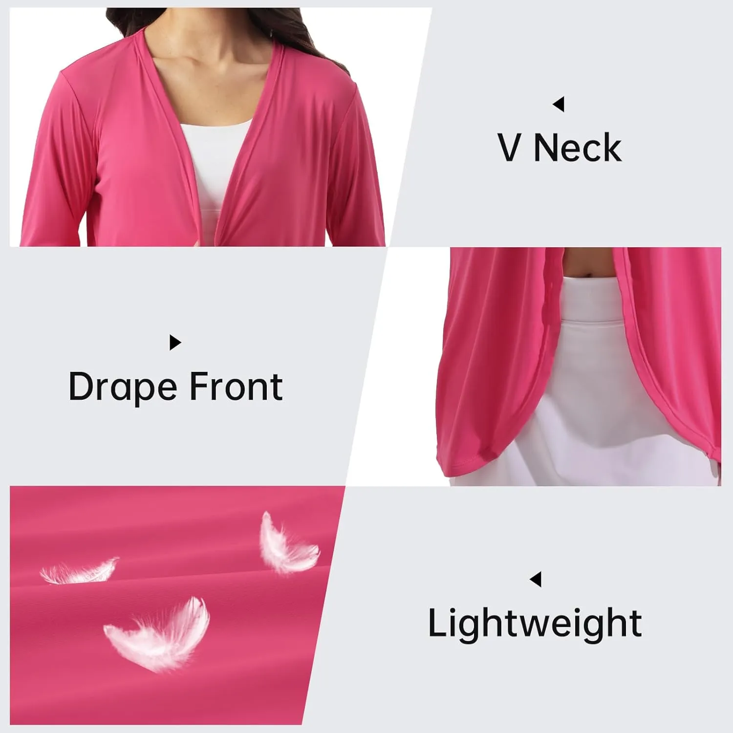 Womens Sun Protection Athletic Cardigan Lightweight Summer UPF50  Long Sleeve Open Front Cover Up Thumb Hole with Pockets