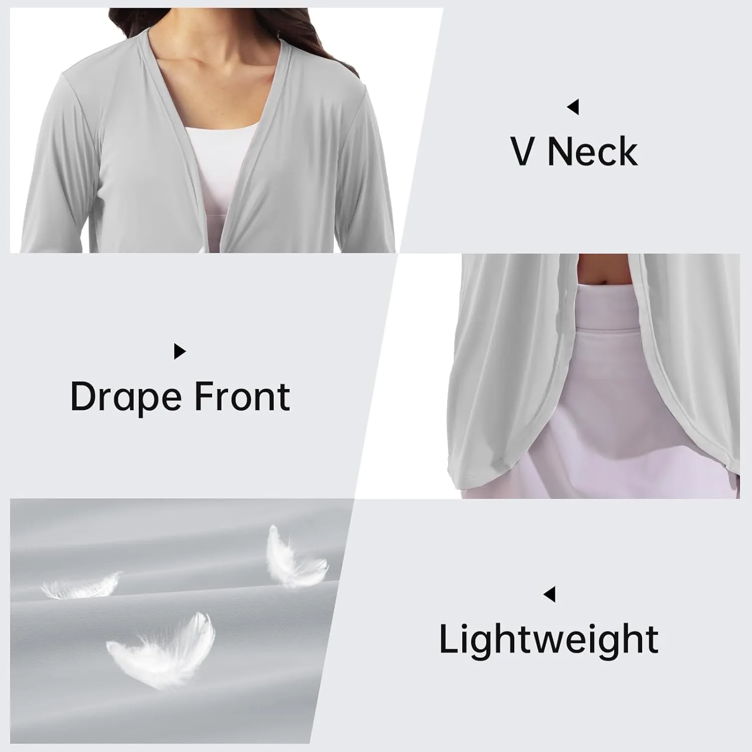 Womens Sun Protection Athletic Cardigan Lightweight Summer UPF50  Long Sleeve Open Front Cover Up Thumb Hole with Pockets