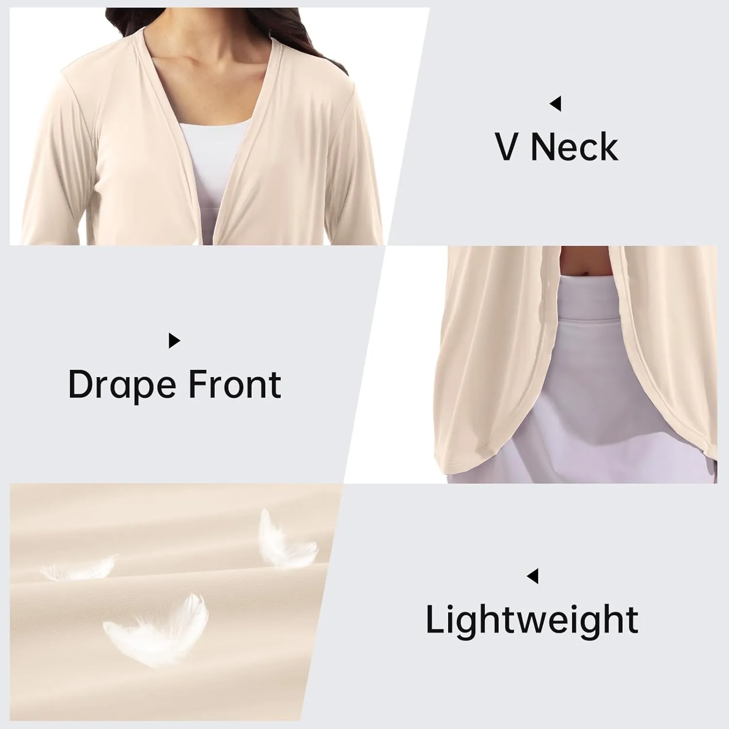 Womens Sun Protection Athletic Cardigan Lightweight Summer UPF50  Long Sleeve Open Front Cover Up Thumb Hole with Pockets
