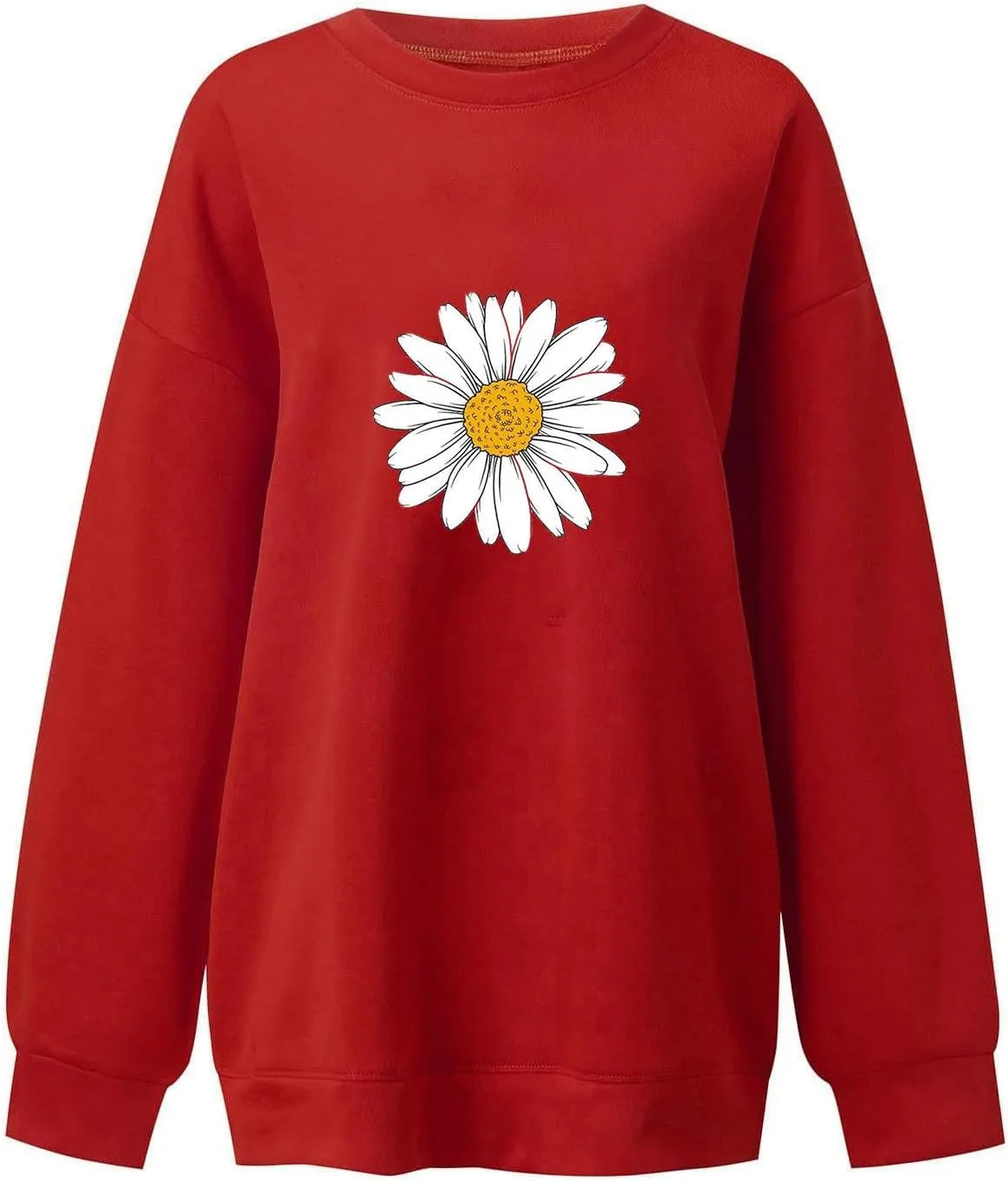 Womens Sunflower Print Sweatshirt Long Sleeve Oversized Hoodies Tops Crewneck Pullover Shirts Trendy Fall Outfits
