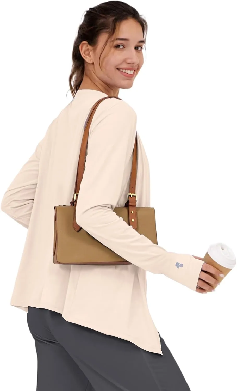 Womens Thin Summer Cardigan Long Sleeve Open Front Upf50 Uv Spf Sun Protection Lightweight Cover Up Thumb Holes with Pockets