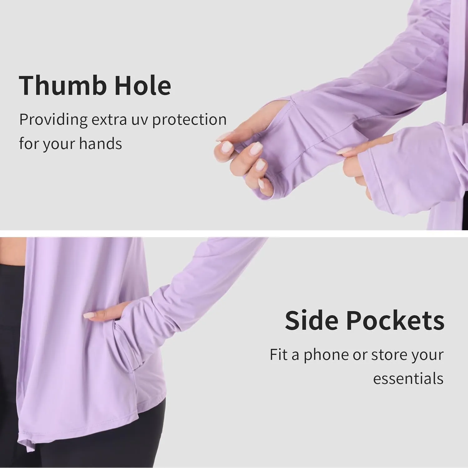 Womens Thin Summer Cardigan Long Sleeve Open Front Upf50 Uv Spf Sun Protection Lightweight Cover Up Thumb Holes with Pockets